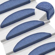 vidaXL Tapetes de escada 15 peças 56x17x3 cm azul semicircular