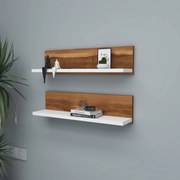 Prateleira de Parede Shelf – Nogueira e Branco – 60 cm x 15 cm x 13 cm