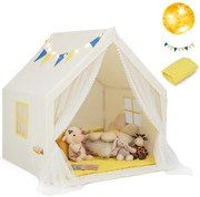 Tenda de brincar grande de 48 x 42 x 50 polegadas com tapete de algodão lavável, presente de aniversário para crianças - azul