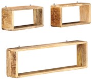 vidaXL 3 pcs conjunto de prateleiras de parede cubos mangueira maciça