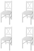 vidaXL Cadeiras de jantar 4 pcs madeira de pinho branco