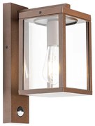 Candeeiro de parede exterior castanho ferrugem com sensor de movimento IP44 - Charlois Industrial