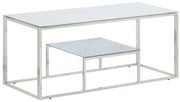 vidaXL Mesa de centro aço inoxidável e vidro temperado prateado
