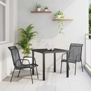 vidaXL Conjunto de Jantar pra Jardim de 3 Peças em Textilene e Aço Preto.