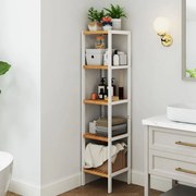 Estante para casa de banho com 5 prateleiras 33 x 33 x 146 cm branco nuvem-bege natural