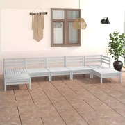 7 pcs conjunto lounge de jardim pinho maciço branco