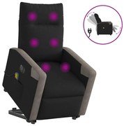 vidaXL Poltrona elétrica elevatória massagens tecido preto
