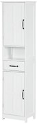 kleankin Coluna de Casa de Banho com 2 Portas 1 Gaveta Prateleira Aberta e Prateleiras Ajustáveis 40x30x164 cm Branco | Aosom Portugal