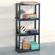 vidaXL Unidade com 4 prateleiras 61x30,5x130 cm plástico preto