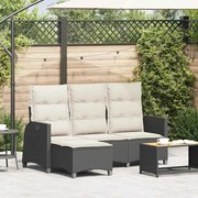 vidaXL Sofá de jardim reclinável em forma de L com almofadões vime PE