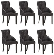vidaXL Cadeiras de jantar 6 pcs couro de cabra genuíno preto
