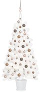 vidaXL Árvore Natal artificial pré-iluminada c/ bolas 90 cm branco