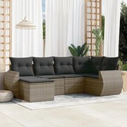 vidaXL 6 pcs conjunto sofás de jardim com almofadões vime cinzento