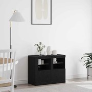 vidaXL Armários Laterais com Luzes LED 2 pcs Carvalho Preto 41x37x67 cm