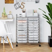 Carrinho organizador 64 x 38 x 87 cm multifuncional com 20 gavetas e rodas Unidade de armazenamento móvel multiuso para casa, escritório ou escola Tra