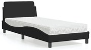 vidaXL Cama com colchão Dover 80x200 cm tecido preto