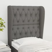 vidaXL Cabeceira cama c/ abas tecido 83x23x118/128 cm cinzento-escuro