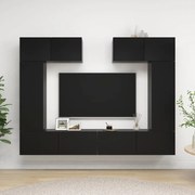 vidaXL 6 pcs conjunto de móveis de TV derivados de madeira preto