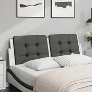 vidaXL Almofadão de cabeceira 140 cm couro artificial preto e branco