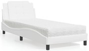Cama com colchão 100x200 cm couro artificial branco