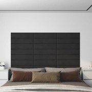 Painel de parede 12 pcs 60x15 cm veludo 1,08 m² preto