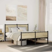 vidaXL Estrutura de cama sem colchão 150x200cm metal carvalho sonoma