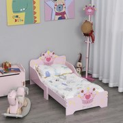 Cama Infantil +3 Anos 143x73x60 cm com Estampado Coroa Carga 50 kg para Quarto Rosa