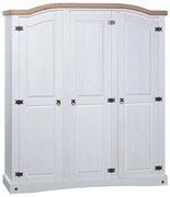 Roupeiro Corona Range pinho mexicano com 3 portas branco