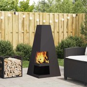 vidaXL Fire Pit Preto 50 x 50 x 100 cm Aço