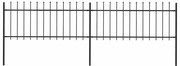 vidaXL Cerca de jardim com topo em forma de lança em aço 359x80 cm, preta