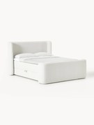Cama boxspring em bouclé com espaço de arrumação Perla