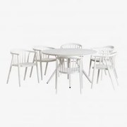 Conjunto De Mesa Redonda Ø125 Cm Em Alumínio Valerie E 6 Cadeiras De Jardim Em Polipropileno Ivor Gardénia Branco - Sklum