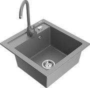 Mexen Vito lava-loiças de granito com 1 cuba e torneira de cozinha Telma, cinza - 6503-71-670200-71