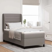 vidaXL Cama Box com colchão Cinzento-acastanhado 100 x 200 cm tecido