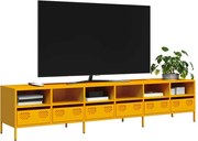 vidaXL Móvel de TV 202x39x43,5 cm aço laminado a frio amarelo mostarda