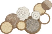 HOMCOM Decoração de parede em madeira, escultura mural em madeira, design exclusivo com vários discos, 83,8 x 44,5 cm, madeira natural | Aosom Portugal