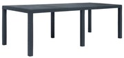 vidaXL Mesa de jardim 220x90x72cm plástico antracite c/ aspeto de vime