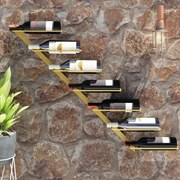 vidaXL Garrafeira de parede para 7 garrafas metal dourado