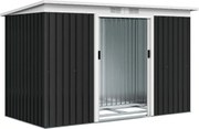 Outsunny Abrigo de Jardim 280x130x172 cm Abrigo de Exterior de Aço Galvanizado com Porta Corredeira e Ventilações Cinza Escuro | Aosom Portugal