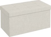HOMCOM Banco com Armazenamento 84 L Banco de Arrumação Dobrável 76x38x38 cm Estofado em Linho Sintético Creme | Aosom Portugal