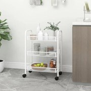 vidaXL Carrinho de cozinha com 3 prateleiras ferro 46x26x64 cm branco