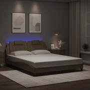 vidaXL Estrutura cama c/ luzes LED 160x200 couro artificial cappuccino