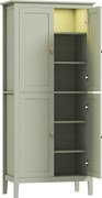 HOMCOM Buffet de cozinha, móvel alto de armazenamento para cozinha com LED regulável e sensor de movimento, 80 x 40 x 176,5 cm, verde | Aosom Portugal