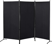 HOMCOM Biombo de 3 Paineis Separador de Ambientes Dobrável Biombo de Privacidade com 6 Pés de Metal 253x50x182 cm Preto | Aosom Portugal