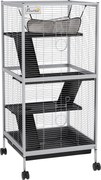 PawHut Gaiola para Furões 52x52x113,5 cm Gaiola para Roedores com Rodas 2 Portas 3 Rampas Rede Suspensa Branco | Aosom Portugal