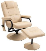 HOMCOM Poltrona Massagem Elétrica Banco Apoio Pés Relax Giratório Reclinável Conforto Ergonomia 77x84x95cm Bege | Aosom Portugal