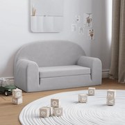 vidaXL Sofá-cama infantil de 2 lugares pelúcia macia cinzento-claro