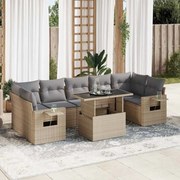 vidaXL 8 pcs conjunto de sofás p/ jardim com almofadões vime PE bege