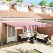 Toldo Retrátil Automático Listrado Vermelho e Branco 500x300 cm