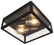 Candeeiro de tecto industrial para exterior preto 2 luzes - Roterdão Moderno